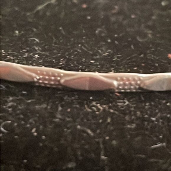 Retro 1990s 7.5” polished silver tone diamond etched stackable bangle bracelet - Picture 7 of 10